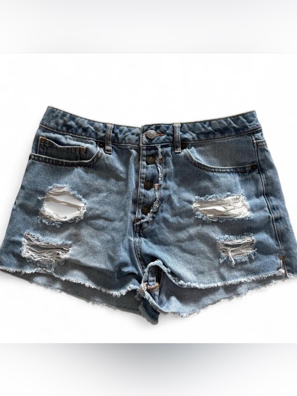 Forever 21 High-Rise Distressed Denim Shorts